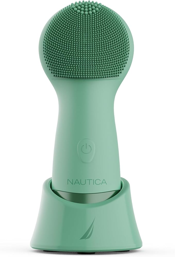 Nautica PC130 Sonic Facial Cleansing Brush Made with Ultra Hygienic Soft Silicone Waterproof and Rechargeable Face Scrub Brush for Men &amp Women - (Pond)