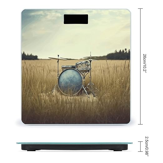 Music Drum in Field Scale for Body Weight High Precision Digital Weight Scales with LCD Display Anti-Slip Sturdy Slim Tempered Glass Bathroom Scale for Home Use