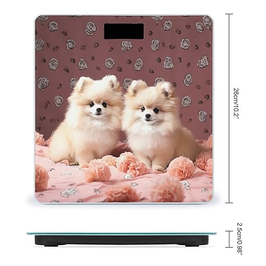 Pomeranians Puppies and Point Scale for Body Weight Sturdy Tempered Glass Weighing Scales with LCD Display Accurate Digital Bathroom Scale Convenient Body Fat Smart Scales Easy Read