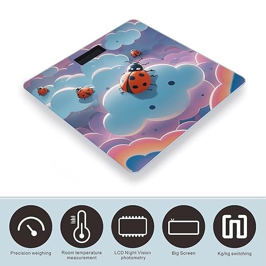 Ladybug and Cloud Scale for Body Weight Digital Bathroom Scale Accurate Smart Weight Scales with Large Display Weighing Machine High Precision Scales
