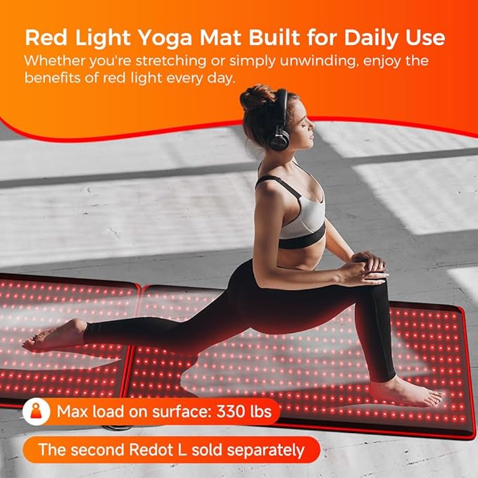 BestQool Red Light Therapy Mat Infrared Red Light Therapy 38 x 23 Large Pads 400 LEDs Dual Chip 660nm &amp 850nm Red Light Therapy for Body Full Body Infrared Light Therapy Mat. 63W