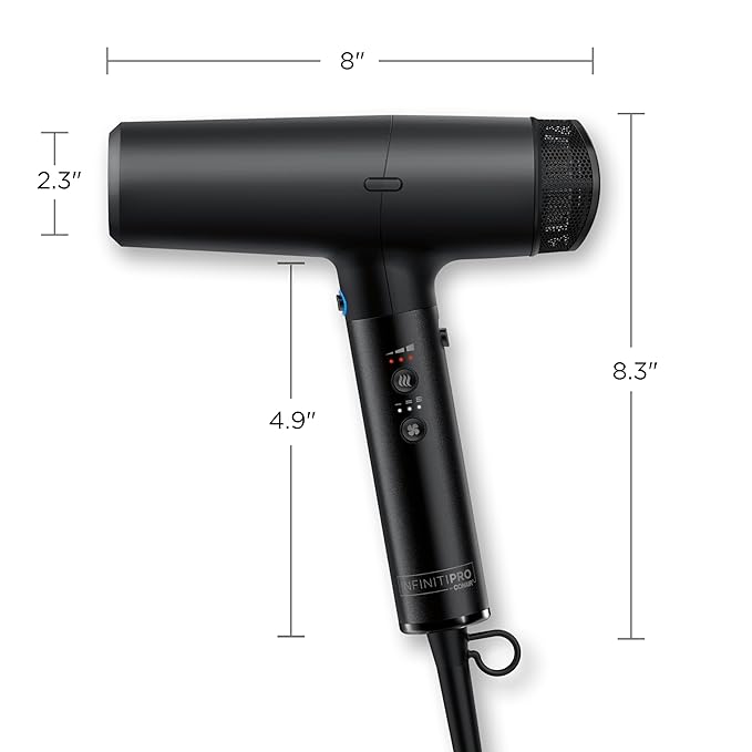 INFINITIPRO by CONAIR DigitalAIRE Hair Dryer | Frizz-Eliminating Hair Dryer with Diffuser | Hair Blow Dryer with Up to 5X More Speed for Higher Air Pressure &amp Drying Power | Black (Pack of 2)