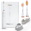 Brio Ollie SmartClean Electric Toothbrush for AdultsTravel Sonic Toothbrush with 3 Replacement Heads Ultra Clean Rechargeable Toothbrush Portable One Charge for 6weeks 5 Modes 2mins Timer - White