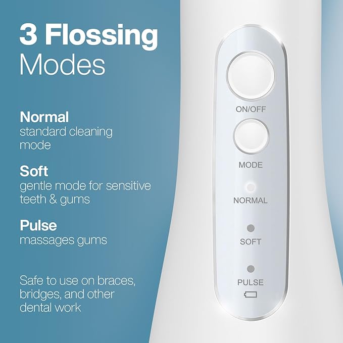 AquaSonic Aqua Flosser PRO - Rechargeable Electric Cordless Water Flosser for Teeth Gums &amp Tongue - Waterproof Modern Design 300ml Large Tank 3 Modes 6 Jet Tips Deluxe Tongue Nozzle - Optic W