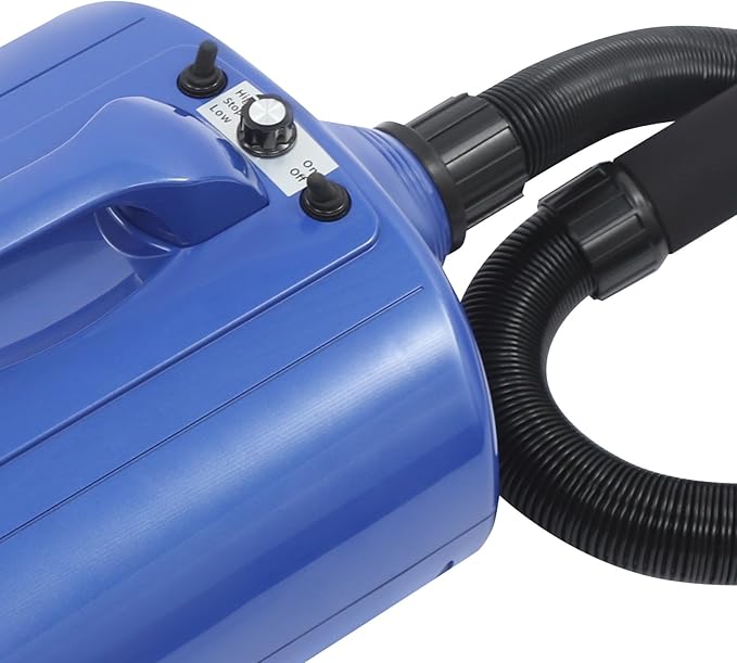 3600w Pet Grooming Hair Dryer Adjustable Temperature 77-149℉ &amp Airspeed 98.43-229.66ft/S Dual Motor Dog Cat Dryer with Flexible Hose &amp 2 Nozzles Dog Pet Dryer Blower for Home Pet Shop(Blue)