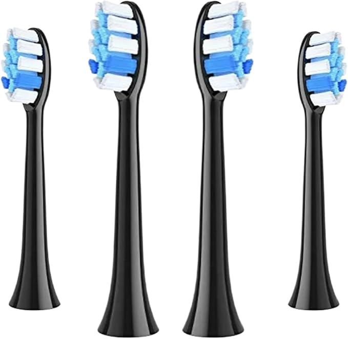 Compatible for Fairywill P11 T9 P80 Electric Toothbrush Heads(Black 4pcs)
