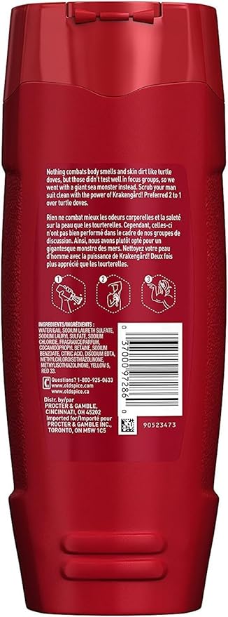 Old Spice Body Wash - Wild Collection - Krakengard - Net Wt. 16 FL OZ (473 mL) Per Bottle - Pack of 3 Bottles