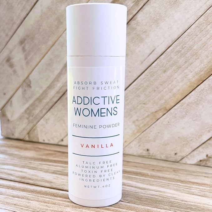 Addictive Womens Feminine Powder | Absorb Sweat | Fight Friction and Chaffing | Prevents Odor | Made from Natural Ingredients | Made in the USA (Vanilla)