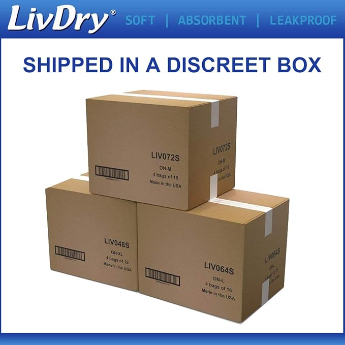 LivDry 2XL Overnight Adult Diapers for Women and Men XXL Incontinence Underwear 60”-80 Waist Disposable Pull-On Briefs XX-Large 48 Pack