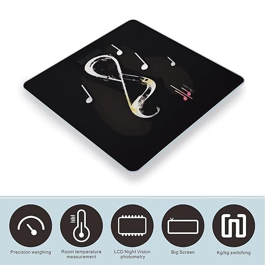 Music Notes Weight Scale Digital Electronic Scales Bathroom Scale Larg LCD Backlight Display High Precision MeasurementsTempered Glass