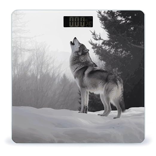 Digital Bathroom Scale for Body Weight Scale with Bright LCD Display High Accuracy Step-On Technology Auto On/Off Howling Wolf Digital Scales 400 Lbs /180kg