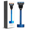 Bolin Webb Generation Razor &amp Stand - Luxury Razors for Men with Gillette Fusion 5 Blades Premium Aluminum Shaving Razor for Smooth Irritation-Free Shave Ideal Gift &amp Daily Grooming Set (Bl