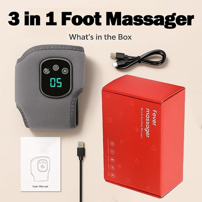 2026 New Upgranded Foot Revive Massager for Neuropathy Portable Triple Method Heated Ankle Wrap with Extension Strap 3 Vibration Modes 5 Heat Levels for Foot Relaxation (1 pcs)