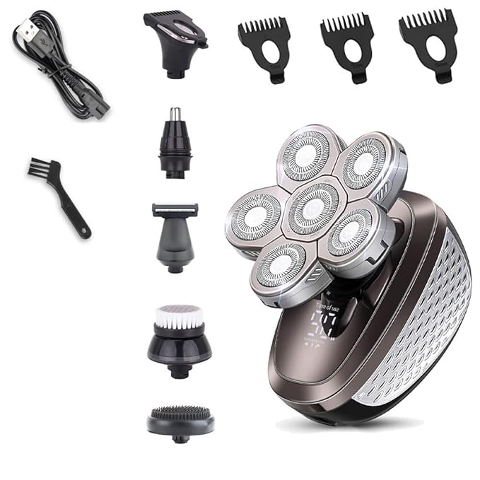 Head Shavers for Bald Men 6 in 1 Smart Sensor Switch Shaver for Men Rechargeable Bald Head Hair Trimmer Floating Heads Beard Electric Razor LCD Display Clipper
