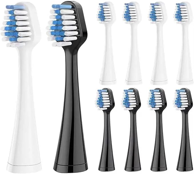 Toothbrush HeadsCompatible for with Electric Replacement Oral Hygiene Clean Soft Bristle Nozzles 10-20pcs(5 Black 5 White)