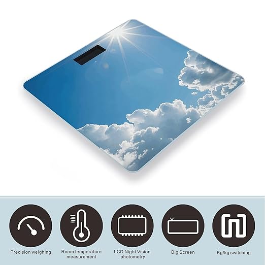 Clean Sky Smart Scale for Body Weight Accurate Bathroom Scale with LED Display Digital Weight Scales Weighing Machine High Precision Scales for Bath Home