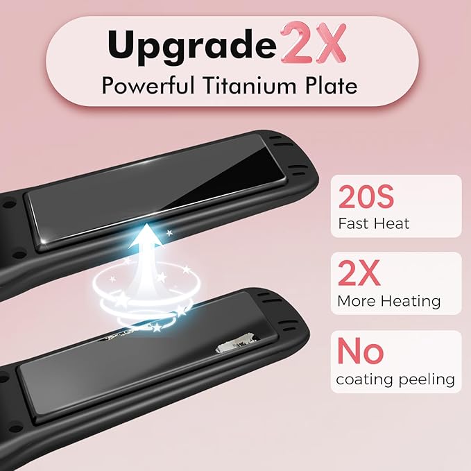 SUNMAY Cordless Hair Straightener 0.85 Inch Titanium Portable Hair Straightener for Travel Cordless Mini Flat Iron Hair Straighteners and Curlers 2 in 1 Dual Voltage On-The-Go &amp 20S Fast Heat