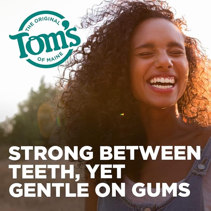 Tom's of Maine Naturally Waxed Antiplaque Flat Dental Floss Spearmint 32 Yards 6-Pack (Packaging May Vary)