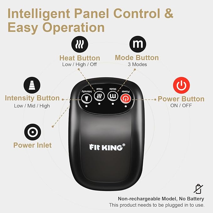 FIT KING Air Compression Knee Massager Heated Knee Brace Wrap with 3 Modes and 3 Intensities Shiatsu-Like Massage for Pain Relief Ideal Gifts for Men Women (Single)