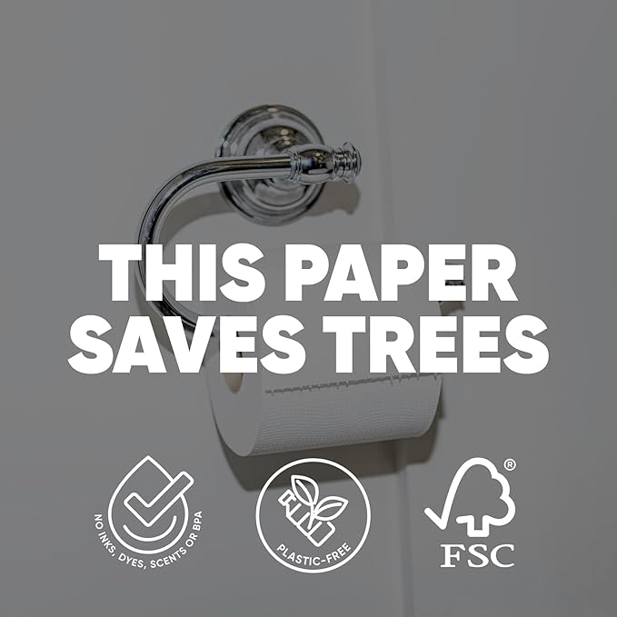 Save Trees Bamboo Toilet Paper - 12 Rolls Of Organic Toilet Paper 3-ply 300 Sheets Per Roll - PFAS Free FSC Certified Plastic Free Vegan &amp Chemical Free Bamboo TP