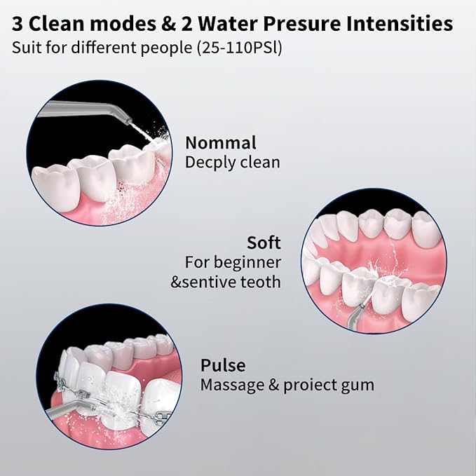 Water Flosser Equipped with Two Water Tanks for Home and Travel3 Modes Dental Oral IrrigatorPortableIPX7 WaterproofPowerful Battery Life Water Dental Flossers for Teeth (Light Green)