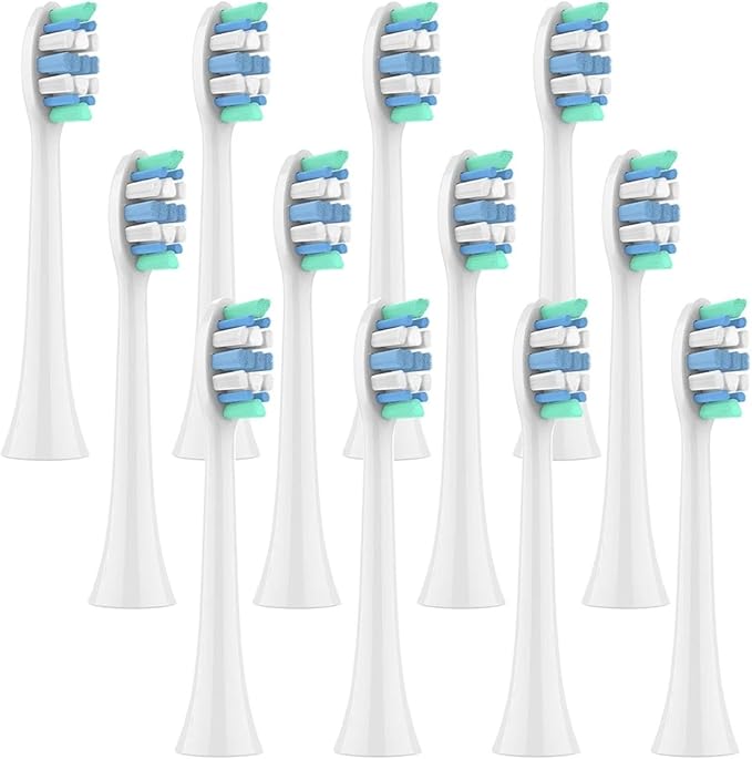 Replacement Toothbrush Brush HeadsCompatible for Philips Sonicare and More Click-on Handles 2100 4100 5100 5300 6100 6500 7500(White-4 Pcs)