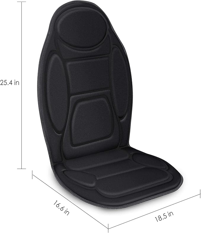 Snailax Massage Seat Cushion - Back Massager with Heat 6 Vibration Massage Nodes &amp 2 Heat Levels Massage Chair Pad for Home Office ChairBlack