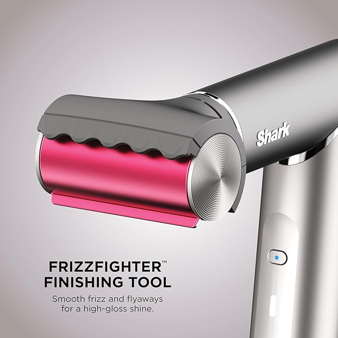 Shark FlexFusion Hair Dryer with Fusion Hair Brush Diffuser Ceramic Air Styler with Auto-Wrap Hair Curlers Ceramic Plates Metallic Mist HD642