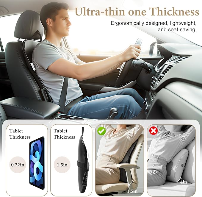 Wireless 2000mAh Shiatsu Neck and Back Massager with Heat3D Kneading Up &amp Down Rolling for Neck BackShoulder Pain ReliefPortable Deep Tissue Massage Pillow for HomeOfficeCar UseGift for Mom