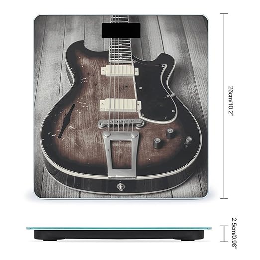Vintage Guitar Scale with LCD Easy-to-Read Anti-Slip Weight Digital Bathroom Scale Precision Weighing Scales Sturdy Tempered Glass Body Weight Scales for Daily Use