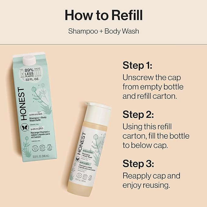 The Honest Company 2-in-1 Cleansing Shampoo + Body Wash Gentle Enough for Baby Dermatologist Tested Tear-Free Hypoallergenic Fragrance-Free