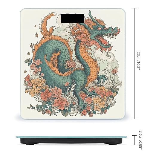 Flowers and Dragons Smart Scale for Body Weight Accurate Bathroom Scale with LED Display Digital Weight Scales Weighing Machine High Precision Scales for Bath Home