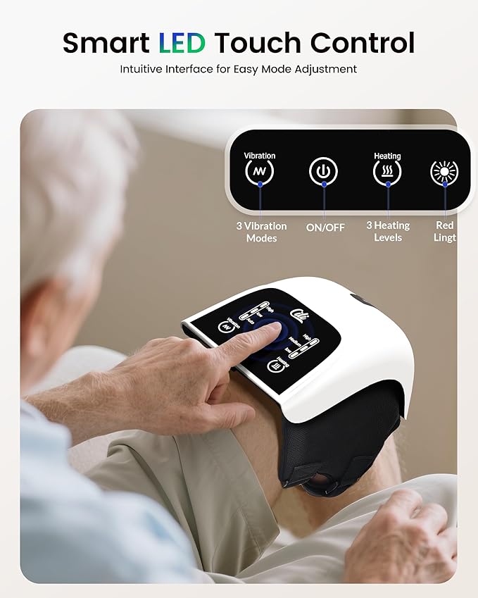 CILI Cordless Knee Massager with Heat &amp VibrationRed Light Knee Massager for Pain ReliefHeated Knee Brace with 3 Heat &amp 3 Vibration Levels Heating Pad for Knee PainGifts for WomenMen
