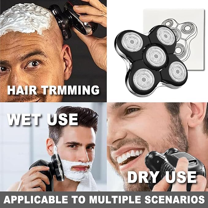 Shaver Replacment Heads Pro Head Shaver Replacement Blades Compatible with Re-ming-ton Balder Pro Head Shaver Model XR7000 precision electric razor replacement heads for bald men (2 PACKS)