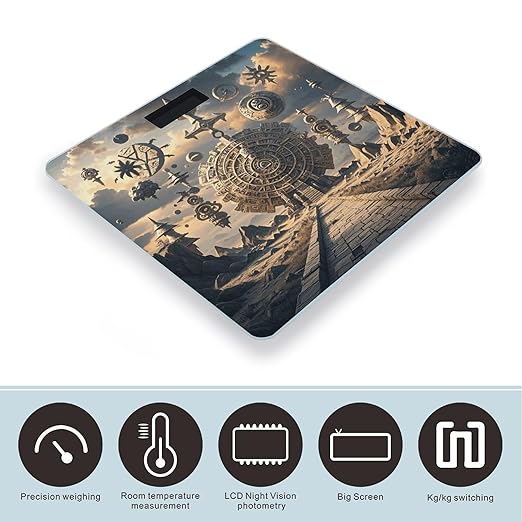 Mayan Calendar End of The World Scale for Body Weight Digital Bathroom Scale Toughened Glass High Precision Scales for Body Weight with Large LCD Backlight Display Weight Scales