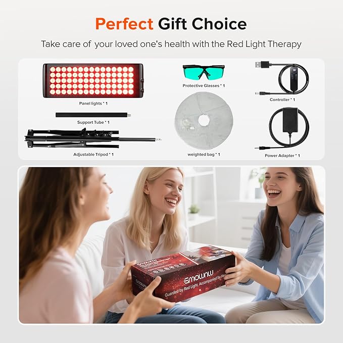 Red Light Therapy for Face and Body GMOWNW Infrared Light Therapy Lamp with Stand 660nm Red Light and 850nm Near Infrared Light Therapy Device for Face Knee Body Skin Care at Home