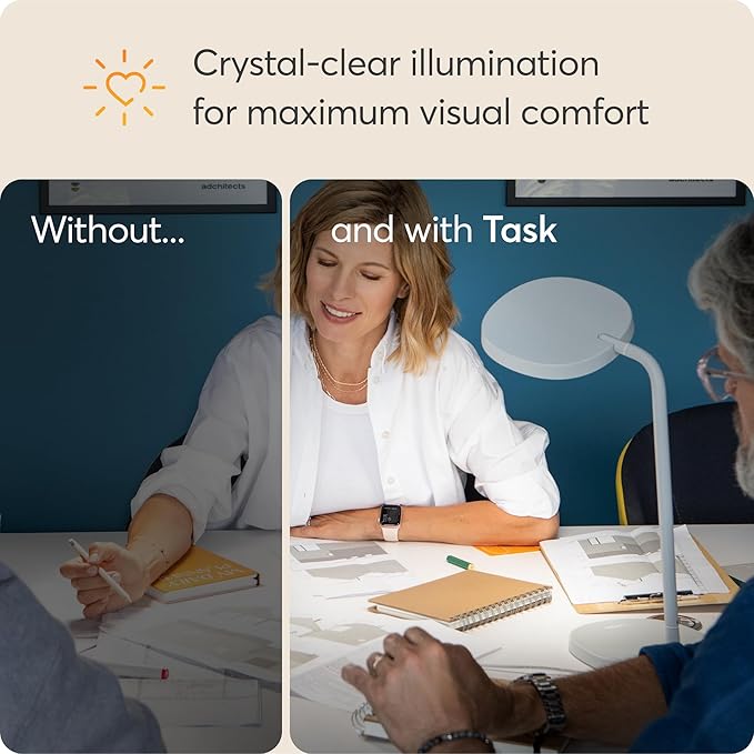 Lumie Task - 10000 Lux Adjustable Bright Light Therapy Desk Lamp for Mood and Energy Boost and Winter Blues Relief Crystal Clear Illumination and Maximum Visual Comfort - White Mist
