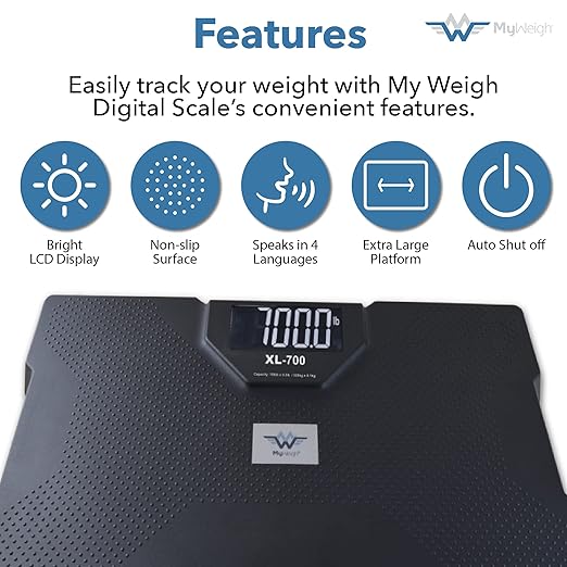 My Weigh Xl-700 Talking Bathroom Scale 700 Lb 320kg