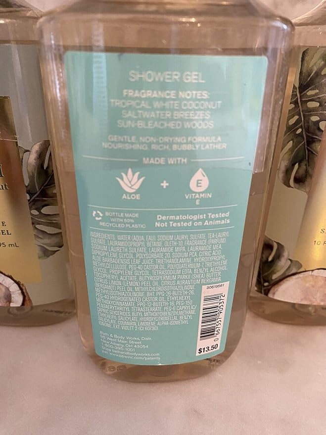 3 WAIKIKI BEACH COCONUT Shower Gel bath Body Wash Soap 10oz