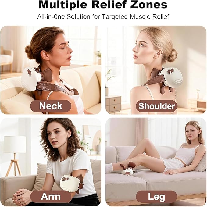 4D Bionic Neck Massagers Neck Massager with Hands Wireless Neck Shoulder Massager 3 Levels &amp 2 Temperature Portable Wireless Electric Back Massager for Body Muscle Pain Relief Gifts for Men W