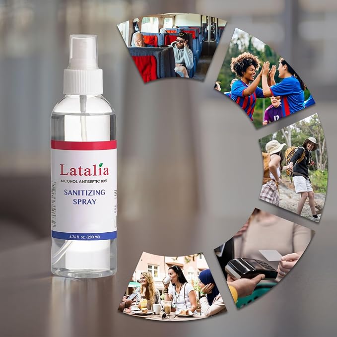 Latalia Unscented Hand Sanitizer Spray Refill Pack of 24 | 6.67 Fl oz with 80% Alcohol Bulk Hand Sanitizer Travel Size | Hand Sanitizing Spray For Quick Dry Hand