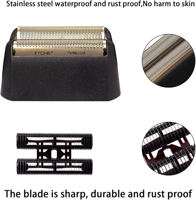 Replacement Foil Professional 5 Star Series Finale Shaver Shaper Super Close and Cutter Bar Assembly Compatible with Wahl Shaver Foil Model 7043-1007031-100 Replacement Heads(4 Pack Gold)