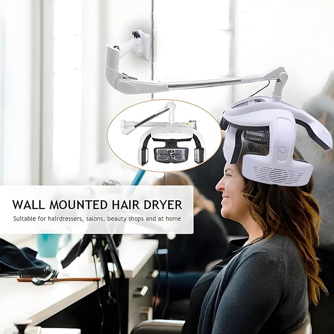 1500W Professional Hair Dryer Wall Mount 3 in 1 Drying Perming Machine with Swing Arm 5 Heating Discs for Barber Shops Beauty Salons and Home Use Hanging