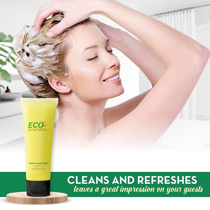 ECO amenities Travel Shampoo Tubes - Hotel Shampoo Supply - TSA-Approved Travel Essentials - 1 fl oz Pack of 200 Clear Flip-Cap Tubes Green Fragrance