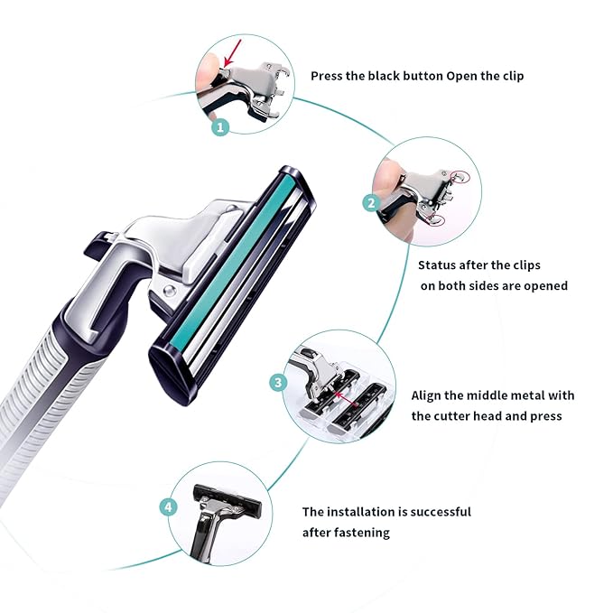 Razors for men Shaving2-Blade mens Razor Cartridges Includes 1 Handles and 48 Replaceable razor head With Lubricating Strip - Compatible With Atra Razor Handles（48 Cartridges reffills）