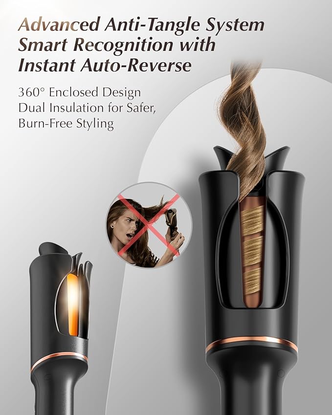 Automatic Rotating Curling Iron – VISKS V668 Pro Ceramic Hair Curler with Keratin-Coated Barrel Digital Temperature Display Anti-Scald 590M Ionic Tangle-Free Dual Voltage 1.5 Inch