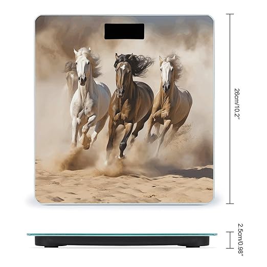Three Running Horses Digital Bathroom Scale for Body Weight Weighing Scale with Backlit LCD Display High Precision Measurements &amp Measures Weight Up to 180kg