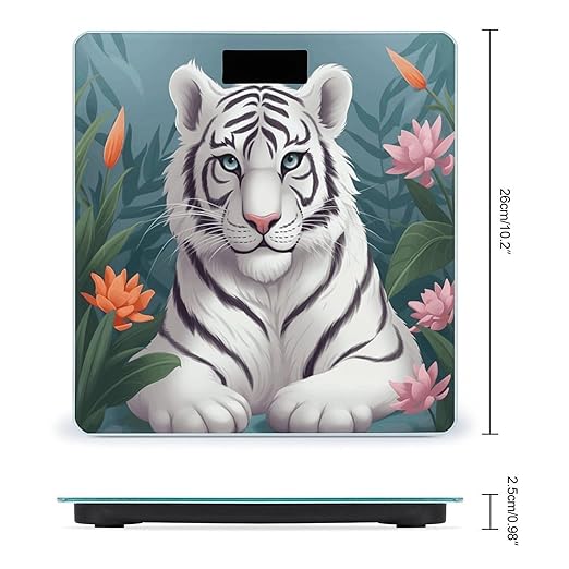 Cute White Tiger Weight Scale for Body Weight Digital Bathroom Scale High Capacity Accurate Digital Weighing Scales and Easy-to-Read on Backlit LCD Display Scales