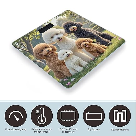 Poodles Dogs Scale for Body Weight Sturdy Tempered Glass Weighing Scales with LCD Display Accurate Digital Bathroom Scale Convenient Body Fat Smart Scales Easy Read