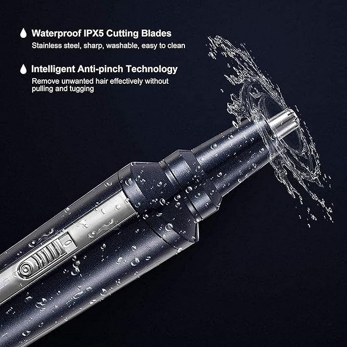 Nose and Ear Hair Trimmer – Painless Precision Tool with Rechargeable Battery Wet/Dry IPX7 Waterproof for Easy Cleansing Dual Edge Blades Electric Nose Trimmer Clippers